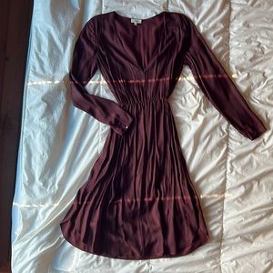 Aritzia / Wilfred Beautiful Maroon Midi Dress. Fabric made in Japan. Size Small